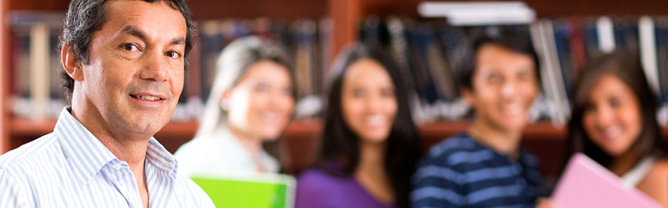 Advising banner showing advisor and group of students