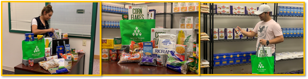 Students at the food pantry